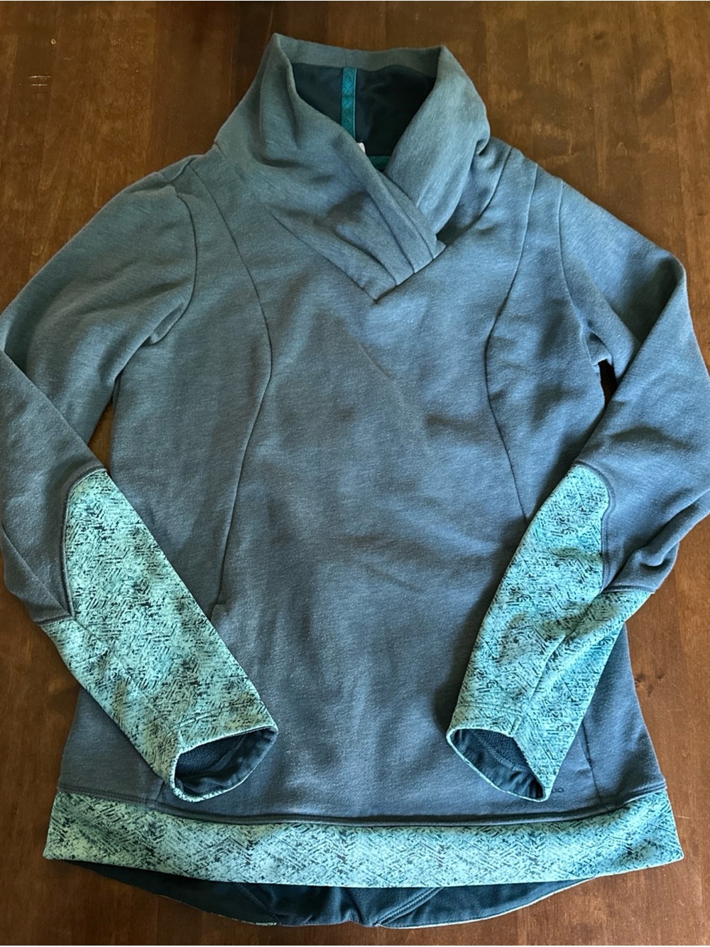 Quechua Decathlon Teal Blue Hiking Womens Pullover Size Medium Pockets